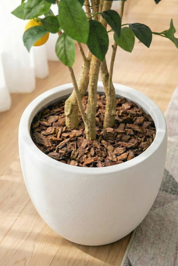 Artificial Lemon Tree in White Easington Pot - 150cm