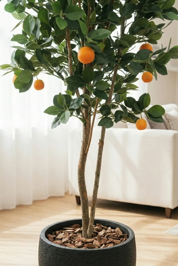 Artificial Orange Tree in Black Easington Pot - 150cm