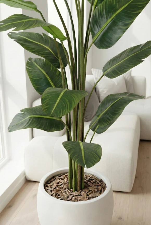 Artificial Bird of Paradise in White Easington Pot - 240cm