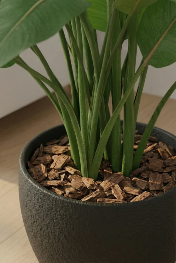 Artificial Flowering Bird of Paradise in Black Easington Pot - 120cm