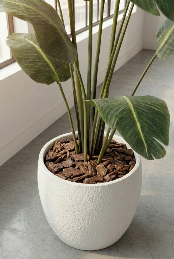 Artificial Traveller Palm in White Easington Pot - 210cm