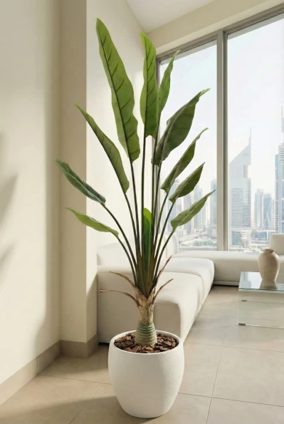 Artificial Traveller Palm in White Easington Pot - 150cm