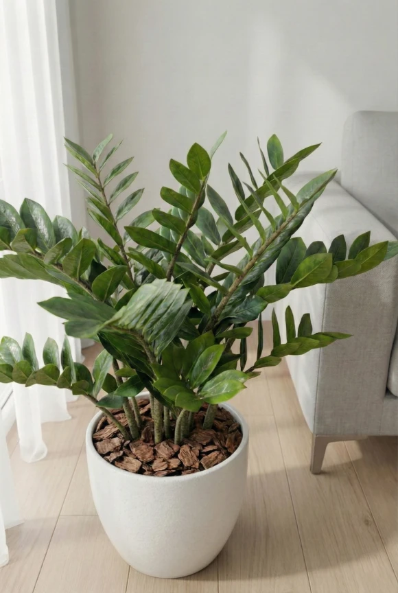 Artificial Zanzibar Gem in White Easington Pot - 75cm