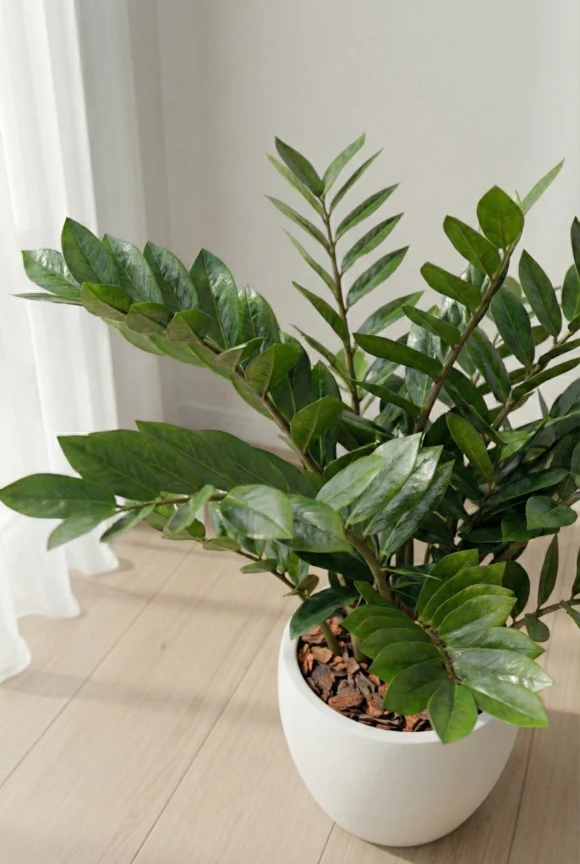 Artificial Zanzibar Gem in White Easington Pot - 75cm