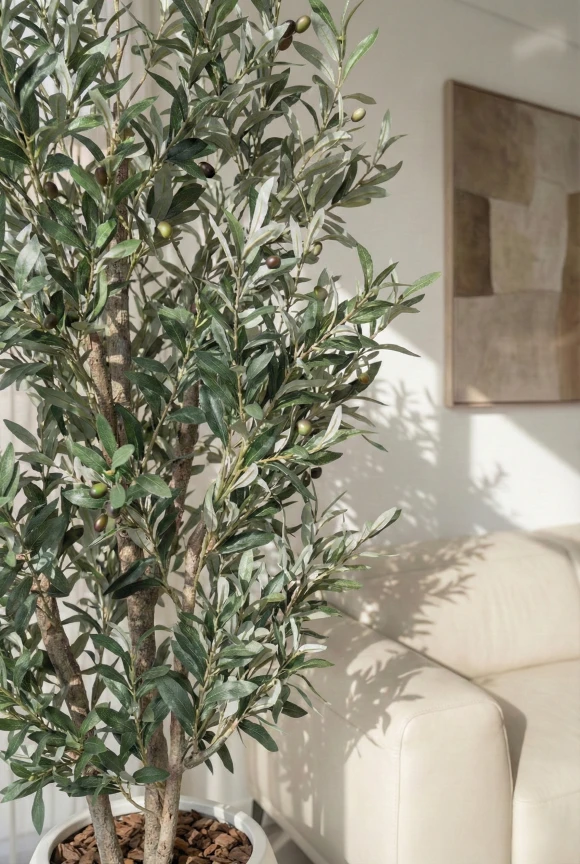 Artificial Olive Tree in White Easington Pot - 150cm