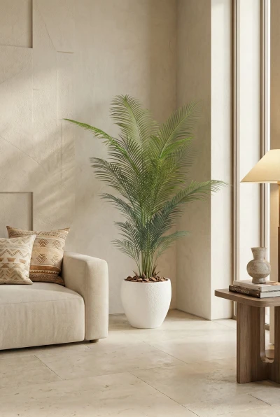 Artificial Areca Palm in White Easington Pot - 170cm