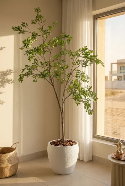Artificial Elm Tree in White Easington Pot - 240cm