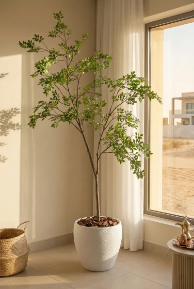 Artificial Elm Tree in White Easington Pot - 250cm