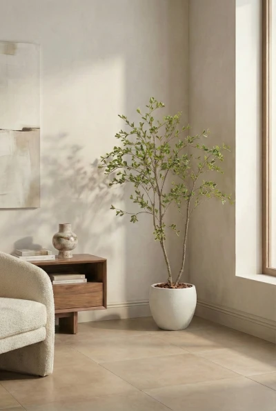 Artificial Bucida Tree in White Easington Pot - 150cm