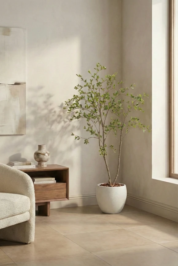 Artificial Bucida Tree in White Easington Pot - 150cm