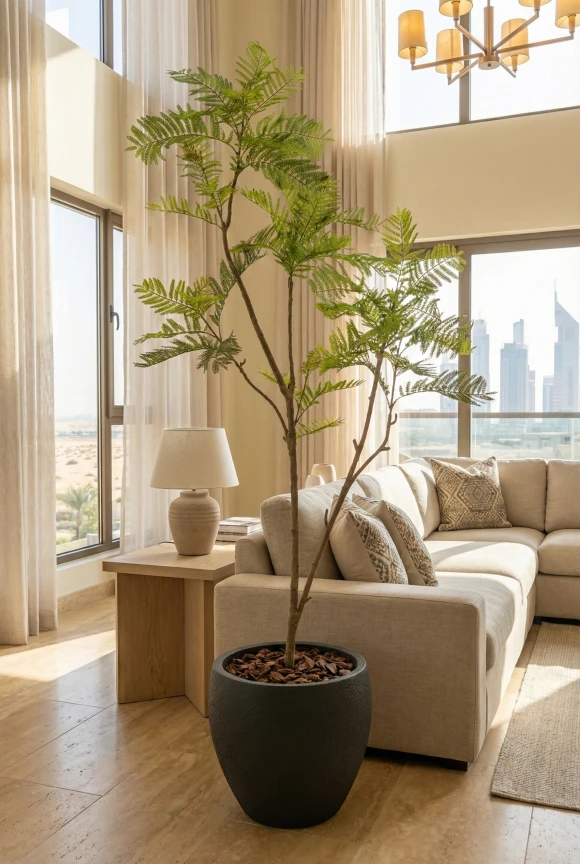 Artificial Jacaranda Tree in Black Easington Pot - 180cm