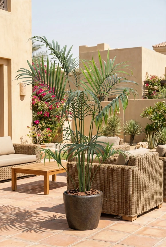 Outdoor Artificial Kentia Palm in Earle Dumpy Pot - 230cm
