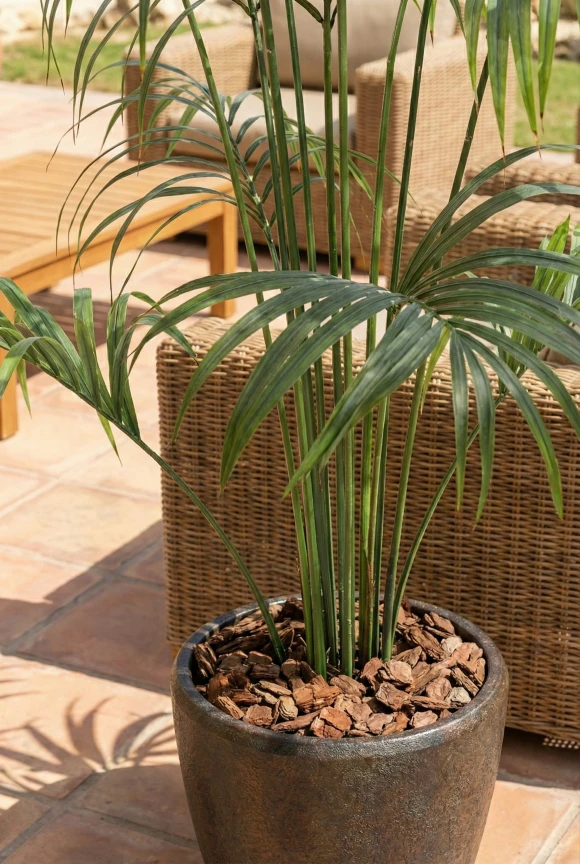 Outdoor Artificial Kentia Palm in Earle Dumpy Pot - 230cm