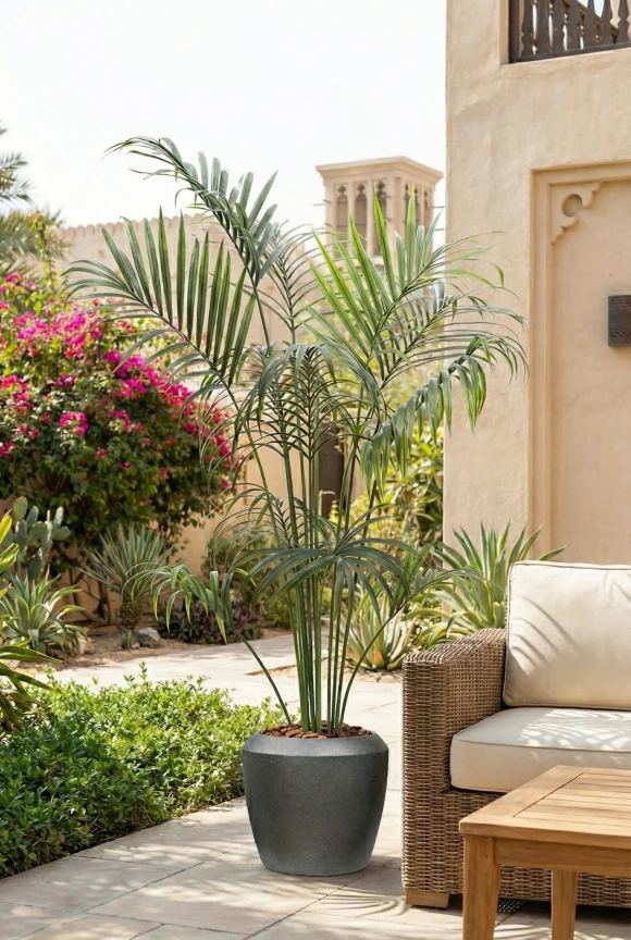 Outdoor Artificial Kentia Palm in Earle Dumpy Pot - 230cm