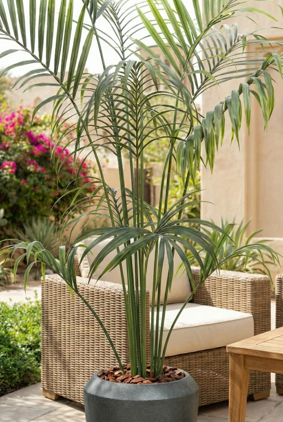 Outdoor Artificial Kentia Palm in Earle Dumpy Pot - 230cm