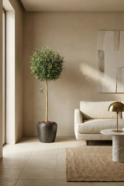 Artificial Olive Ball Tree in Mocha Earle Dumpy Pot - 150cm