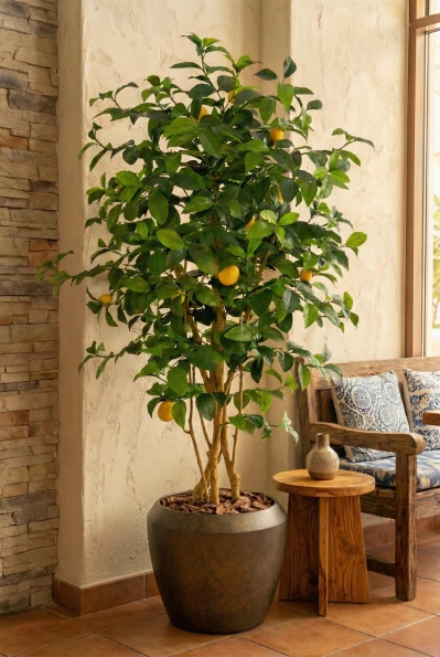 Artificial Lemon Tree in Mocha Earle Dumpy Pot - 150cm