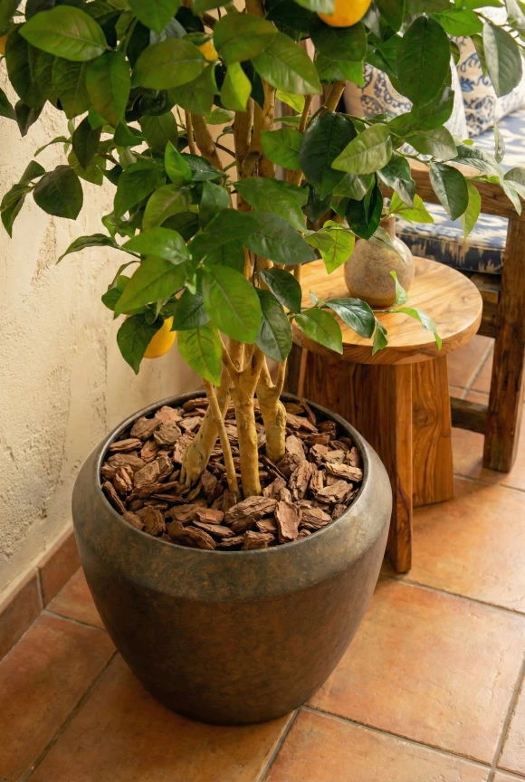 Artificial Lemon Tree in Mocha Earle Dumpy Pot - 150cm