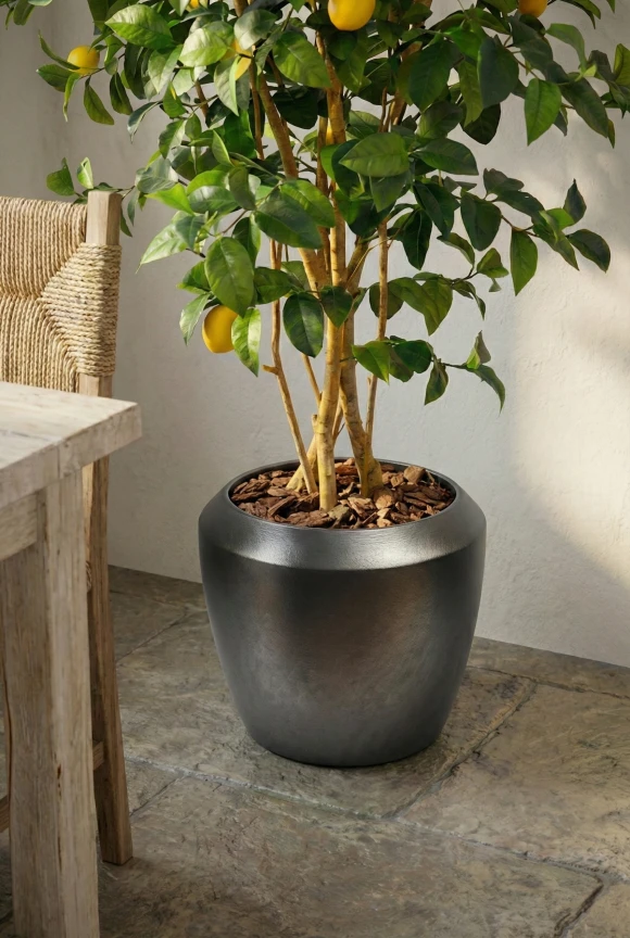 Artificial Lemon Tree in Slate Earle Dumpy Pot - 150cm