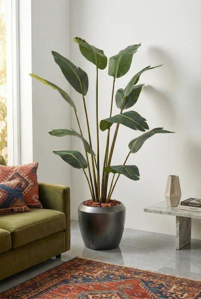 Artificial Bird of Paradise in Slate Earle Dumpy Pot - 180cm