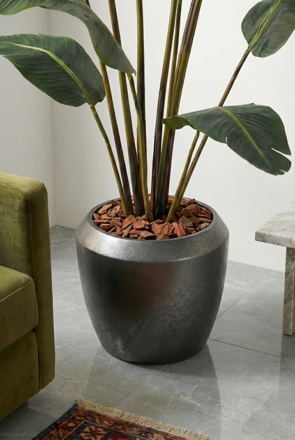 Artificial Bird of Paradise in Slate Earle Dumpy Pot - 180cm