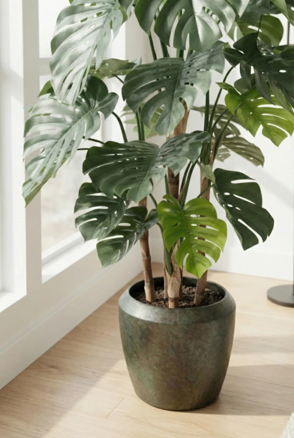 Artificial Monstera in Mocha Earle Dumpy Pot - 165cm