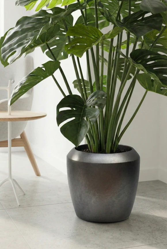 Artificial Monstera in Slate Earle Dumpy Pot - 120cm