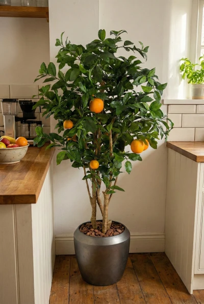 Artificial Orange Tree in Slate Earle Dumpy Pot - 150cm