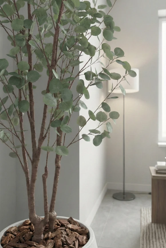 Artificial Eucalyptus Tree in White Easington Pot - 240cm