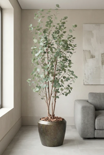 Artificial Eucalyptus Tree in Mocha Earle Dumpy Pot - 240cm