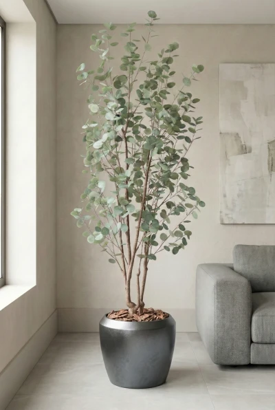Artificial Eucalyptus Tree in Slate Earle Dumpy Pot - 240cm