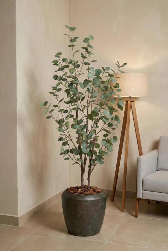 Artificial Eucalyptus Tree in Mocha Earle Dumpy - 180cm