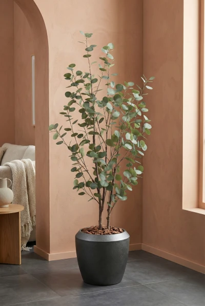 Artificial Eucalyptus Tree in Slate Earle Dumpy Pot - 180cm