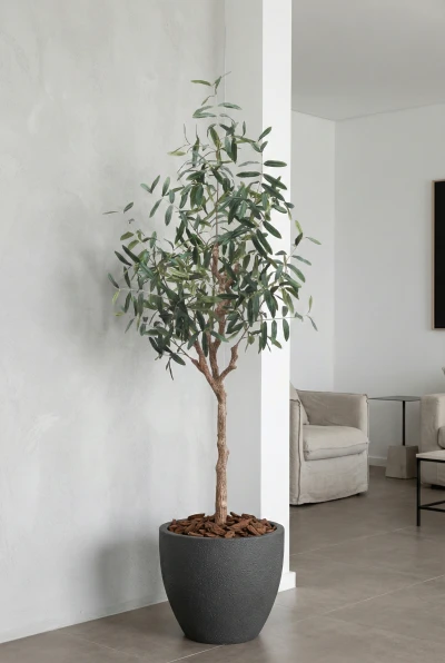Artificial Olive Tree in Black Easington Pot - 180cm