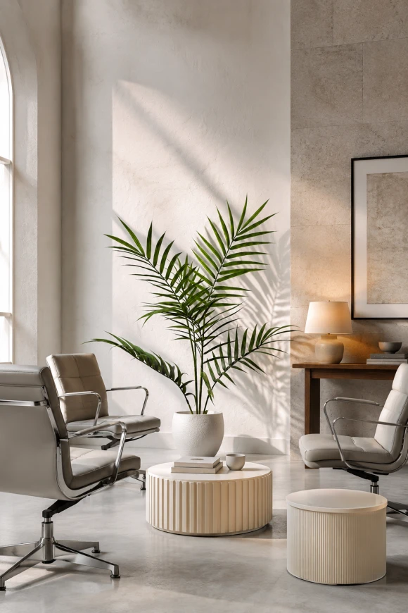 Image of Outdoor Artificial Areca Palm in White Easington Pot - 84cm