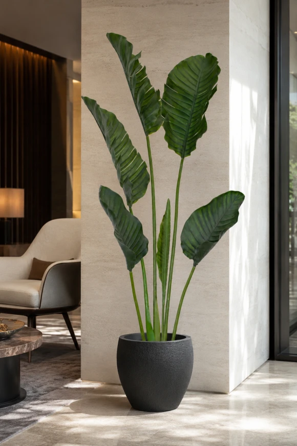 Image of Outdoor Artificial Traveller Palm in Easington Pot - 195cm
