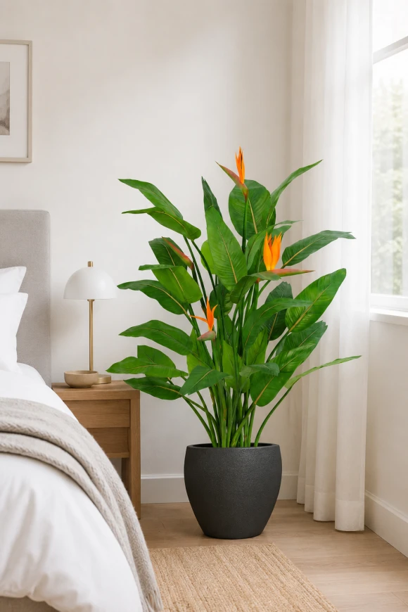 Image of Artificial Flowering Bird of Paradise in Easington Pot - 120cm