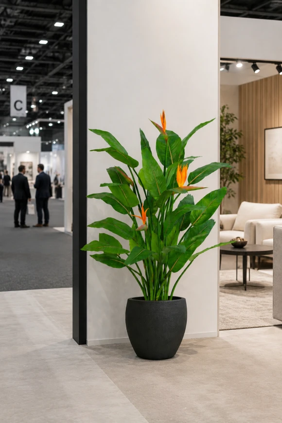 Image of Artificial Flowering Bird of Paradise in Easington Pot - 120cm
