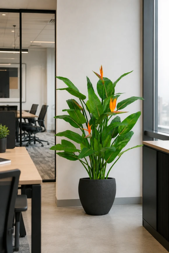Image of Artificial Flowering Bird of Paradise in Easington Pot - 120cm