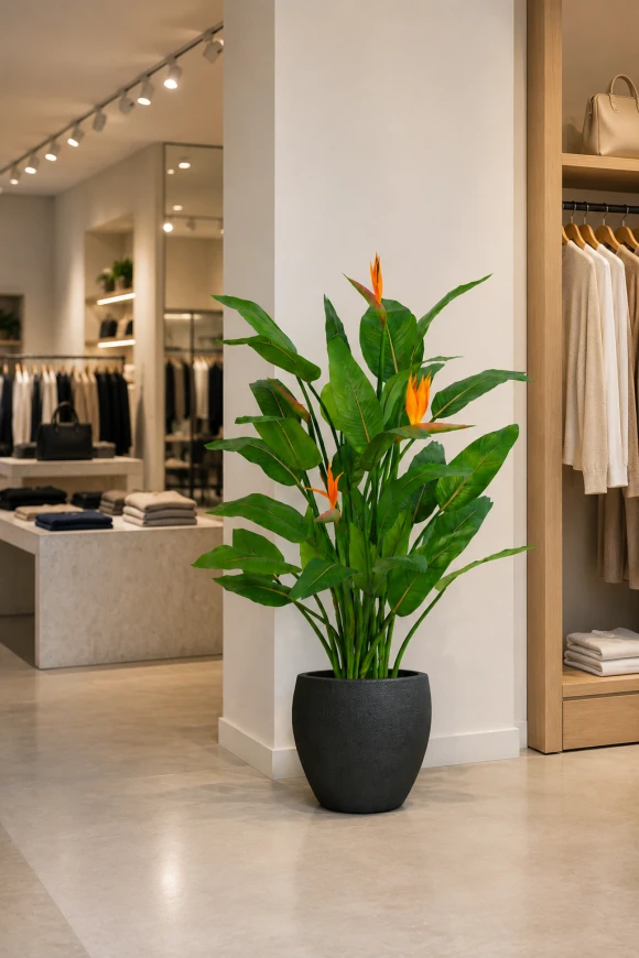 Image of Artificial Flowering Bird of Paradise in Easington Pot - 120cm