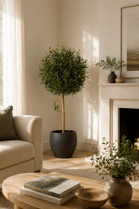 Image of Artificial Olive Ball in Easington Pot - 150cm