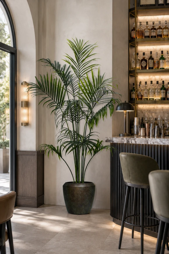 Image of Outdoor Artificial Kentia Palm in Earle Dumpy Pot - 230cm