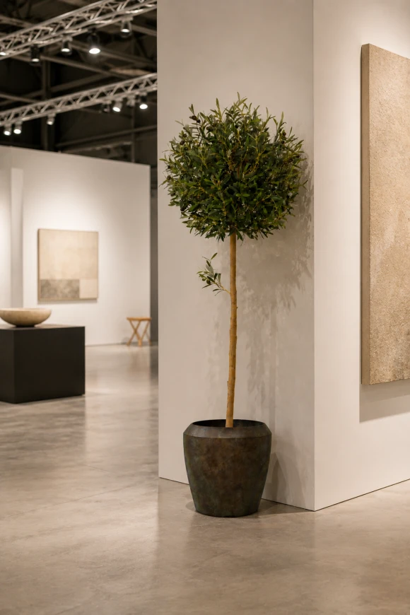 Image of Artificial Olive Ball Tree in Earle Dumpy Pot - 150cm