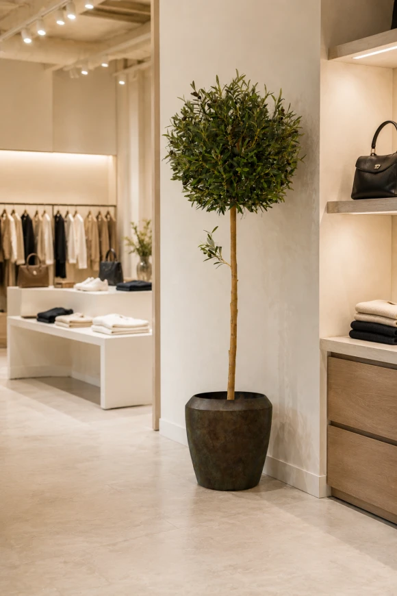Image of Artificial Olive Ball Tree in Earle Dumpy Pot - 150cm