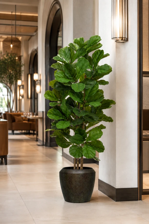 Image of Artificial Fiddle Tree in Earle Dumpy Pot - 150cm