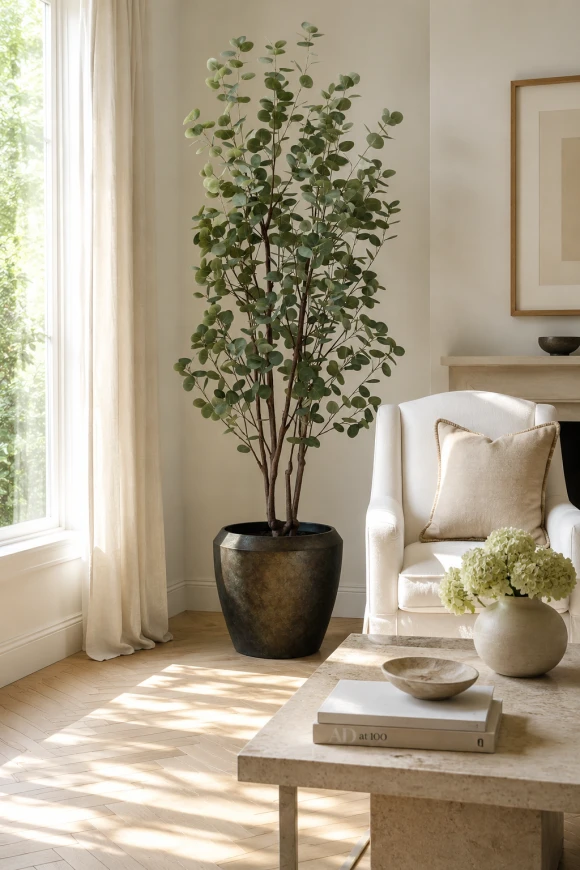 Image of Artificial Eucalyptus Tree in Earle Dumpy Pot - 240cm