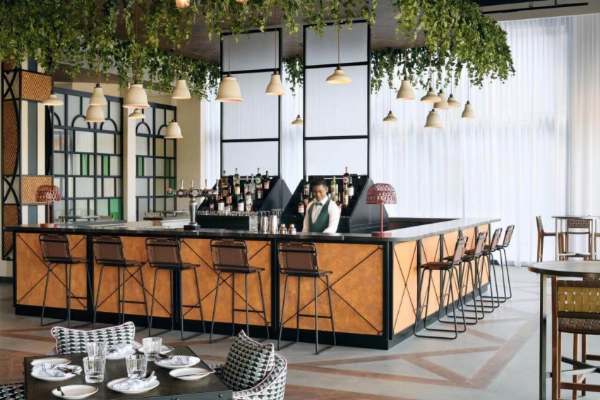 Artificial plants in restaurant